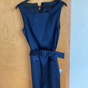 Hugo Boss blue satin-look shift dress